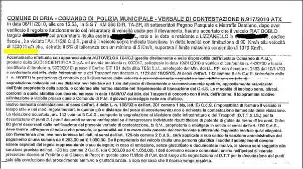 Fiat Doblò multa a 1230 km/h
