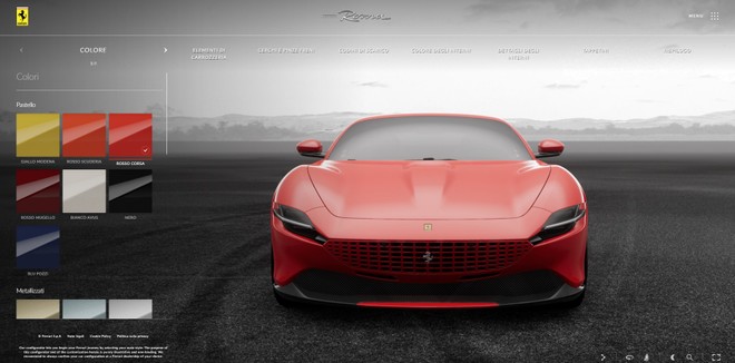 Ferrari Roma: il configuratore online