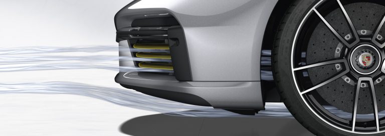 Porsche 911 Turbo S, l’assetto aerodinamico: immagini ufficiali