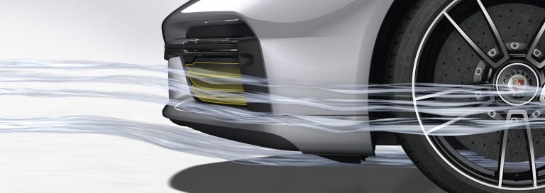 Porsche 911 Turbo S, l’assetto aerodinamico: immagini ufficiali