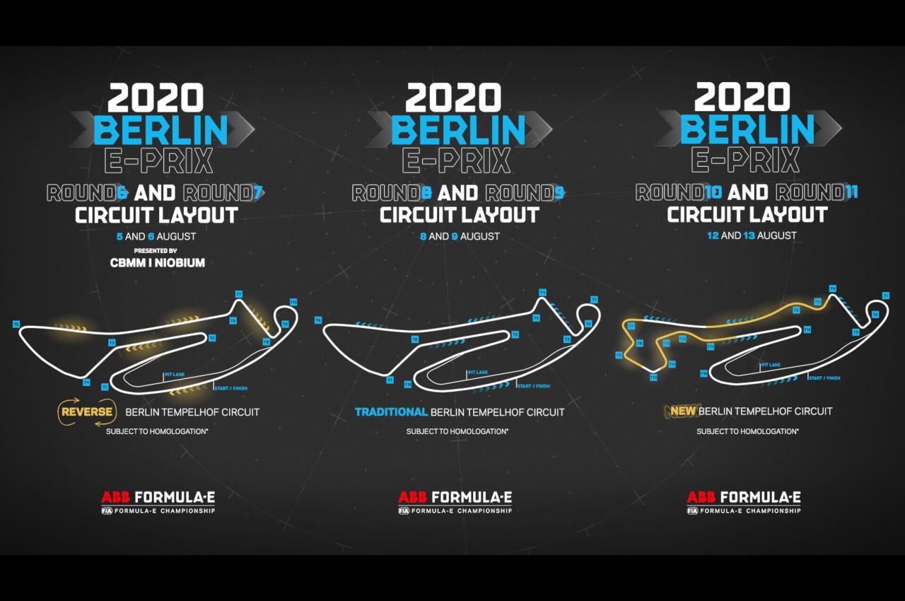 Formula E, i tre layout degli ePrix di Berlino 2020