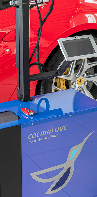 Colibrì UVC, sanificazione auto: immagini ufficiali