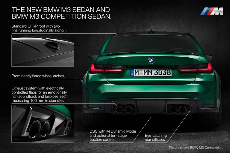 Bmw M3 berlina e Bmw M4 Coupé 2021: immagini ufficiali