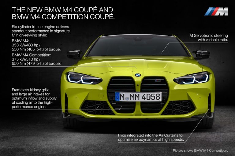 Bmw M3 berlina e Bmw M4 Coupé 2021: immagini ufficiali